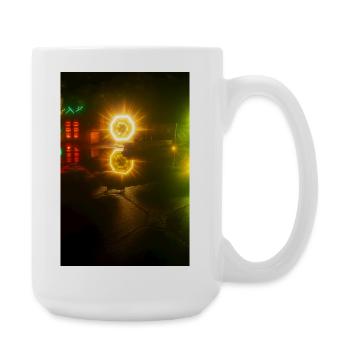 Glowing Neon Reflection Motif - Large Mug 440 ml - white - Right