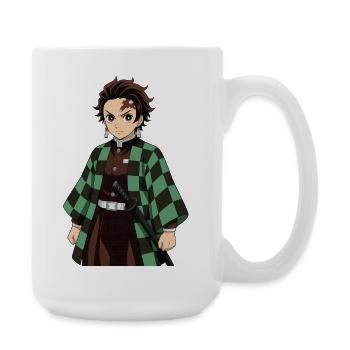 Hero Checkerboard Kimono Green Saber - Large Mug 440 ml - white - Right