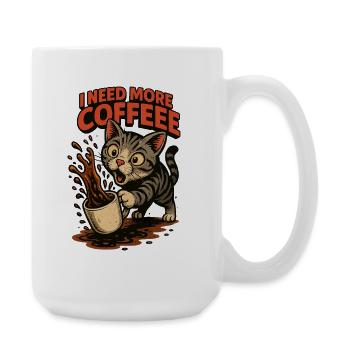 Coffee Craving Cat Cartoon-Coffee Cat Frenzy - Large Mug 440 ml - white - Right