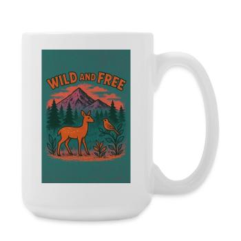 Wild und Frei Naturlandschaft - Große Tasse 440 ml - Weiß - Rechts