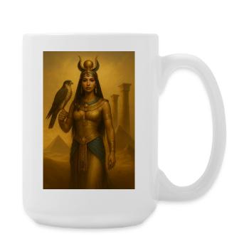 Egyptian Goddess – Falcon and Pyramids - Large Mug 440 ml - white - Right