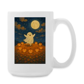 Fantôme au clair de lune parmi les citrouilles - Grande tasse 440 ml - blanc - Droite