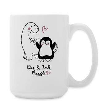 Pingouin câlin avec des cœurs - Grande tasse 440 ml - blanc - Droite