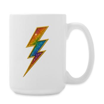 Regenbogen Blitz mit Goldrahmen - Große Tasse 440 ml - Weiß - Rechts