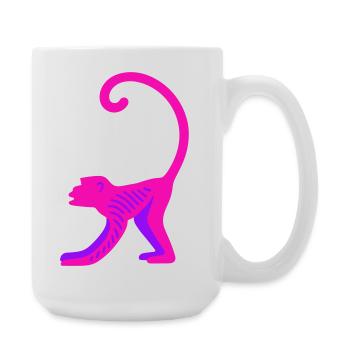 Neon Pink Monkey - Große Tasse 440 ml - Weiß - Rechts