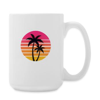 Sonnenuntergang Palmen Silhouette Retro - Große Tasse 440 ml - Weiß - Rechts