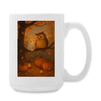 Fantôme avec hibou mignon - Grande tasse 440 ml - blanc - Droite
