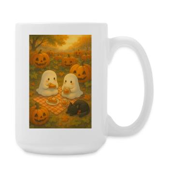 Autumn Picnic with Ghosts - Large Mug 440 ml - white - Right