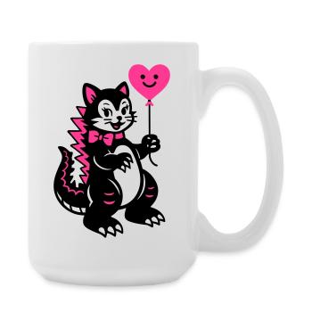 Monster Cat Pink - Große Tasse 440 ml - Weiß - Rechts