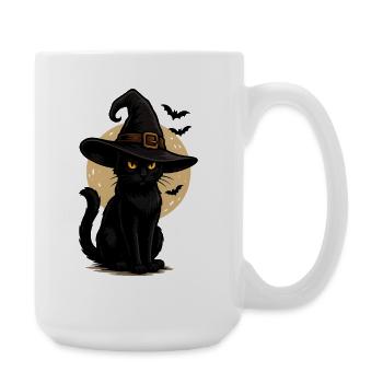 Chat Noir En Chapeau De Sorcière Nuit Au Clair De Lune - Grande tasse 440 ml - blanc - Droite