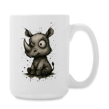 Lustiges Nashorn – Comic-Splash - Große Tasse 440 ml - Weiß - Rechts