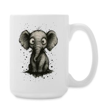 Lustiger Elefant mit großen Ohren – Comic Strip Splash - Große Tasse 440 ml - Weiß - Rechts
