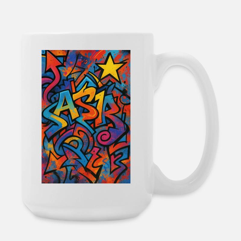 Astr Graffiti Farbexplosion - Große Tasse 440 ml - Weiß