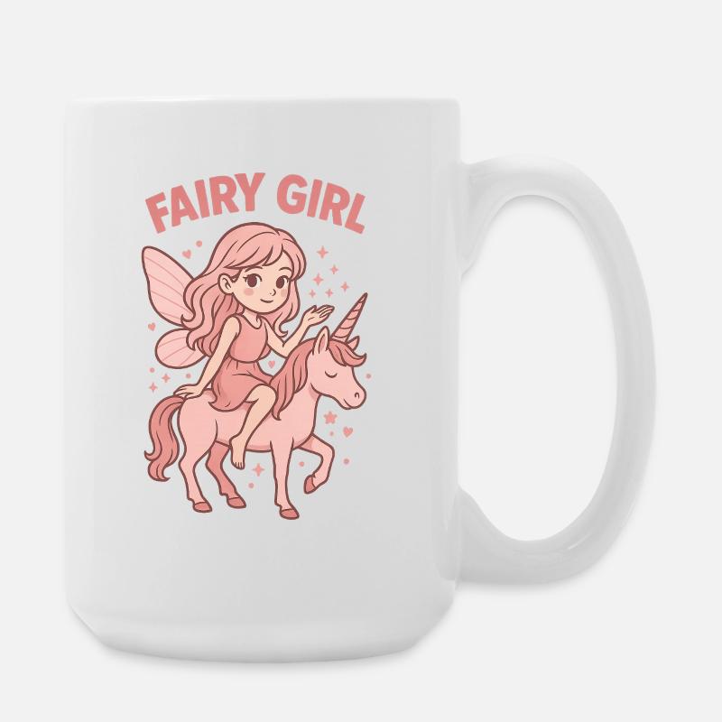 Feenreiterin Rosa Einhorn - Große Tasse 440 ml - Weiß