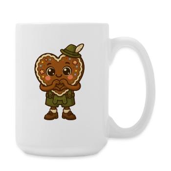 Gingerbread hero in lederhosen - Large Mug 440 ml - white - Right