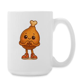 Kuscheliges Hühnchen Herz - Große Tasse 440 ml - Weiß - Rechts