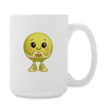 Kawaii Tennis Ball with Heart Hand - Large Mug 440 ml - white - Right