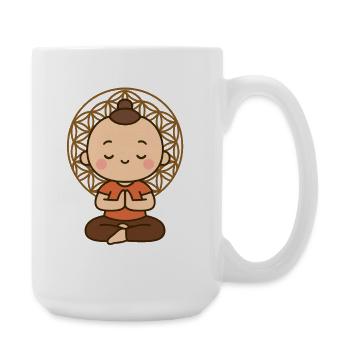 Meditation in front of Flower of Life - Large Mug 440 ml - white - Right