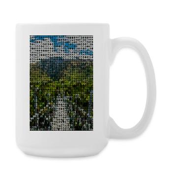 Heart Pixel Landscape Greens - Large Mug 440 ml - white - Right