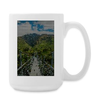 Geometrischer Landschaftspfad - Große Tasse 440 ml - Weiß - Rechts
