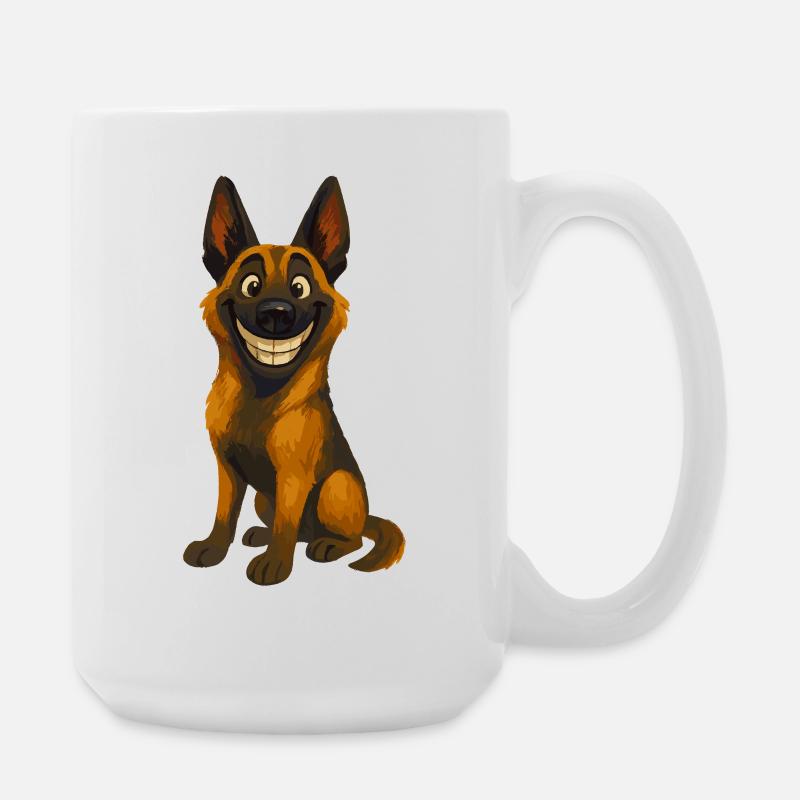 Grinsender Malinois Cartoon - Große Tasse 440 ml - Weiß