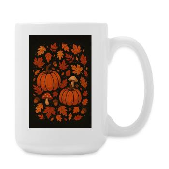 Autumn Pattern Pumpkins and Mushrooms - Large Mug 440 ml - white - Right