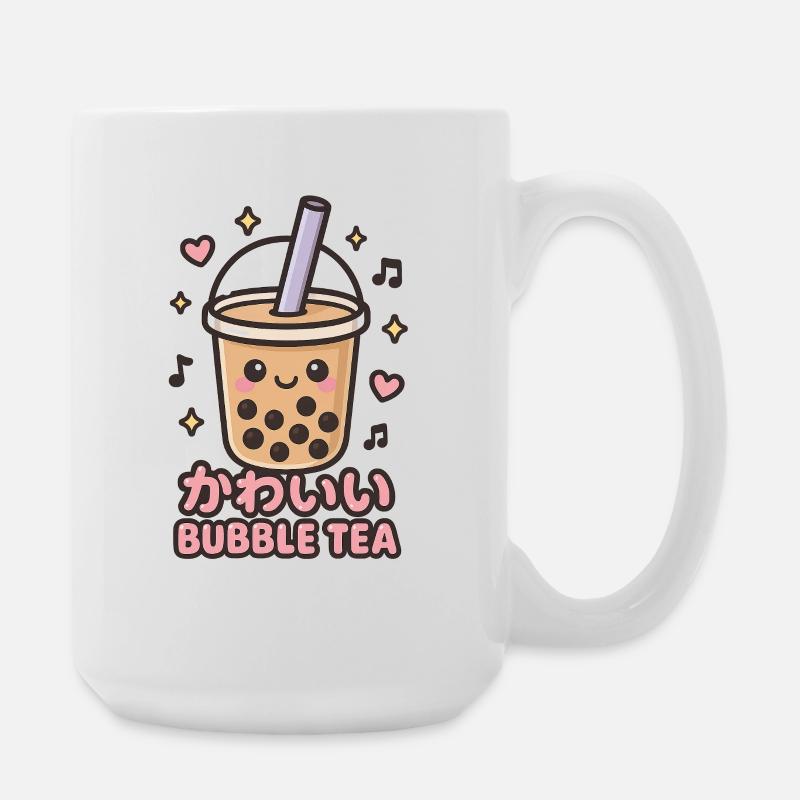 Kawaii Bubble Tea Sticker - Große Tasse 440 ml - Weiß