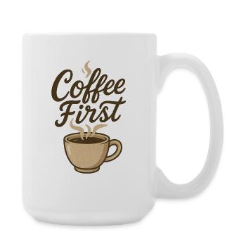 Coffee First Kaffee Illustration - Große Tasse 440 ml - Weiß - Rechts