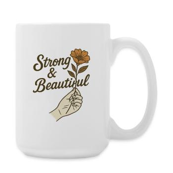 Stark & Schön - Empowerment Blumenmotiv - Große Tasse 440 ml - Weiß - Rechts