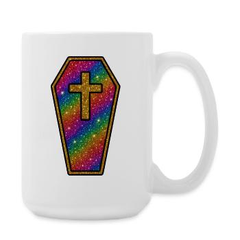 Halloween Coffin | Rainbow Glitter Coffin Cross - Large Mug 440 ml - white - Right