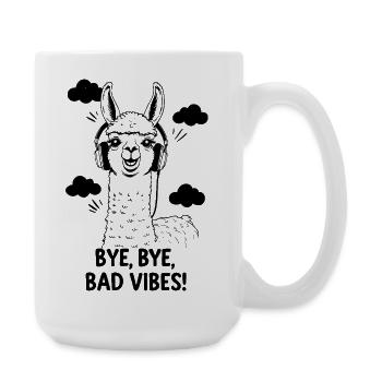 Llama Headphones Music Bye Bye Bad - Large Mug 440 ml - white - Right