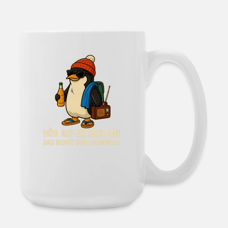 Summer penguin with sunglasses - Large Mug 440 ml - white