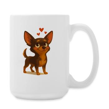 Chihuahua dessin animé chien amoureux - Grande tasse 440 ml - blanc - Droite