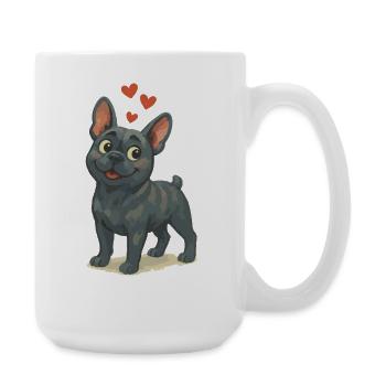 Bouledogue amoureux Dessin animé Coeurs - Grande tasse 440 ml - blanc - Droite