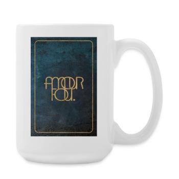 Amour Fou Gold Foil on Blue - Large Mug 440 ml - white - Right