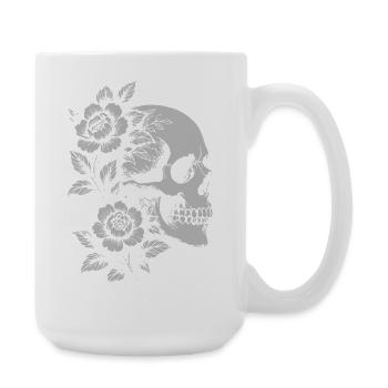 Blumen Schädel Porträt - Große Tasse 440 ml - Weiß - Rechts