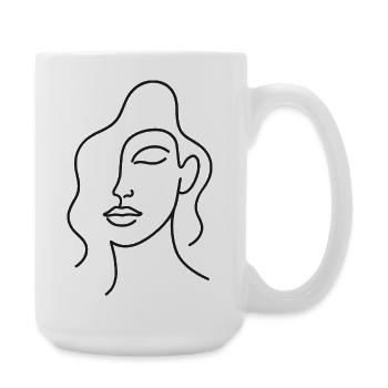 Woman Face One Line Art – Minimalist Motif - Large Mug 440 ml - white - Right