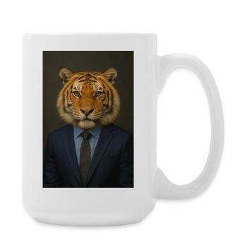 Tigre en costume d’affaires - Grande tasse 440 ml - blanc - Droite