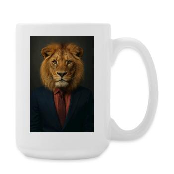 Lion in a suit - Large Mug 440 ml - white - Right