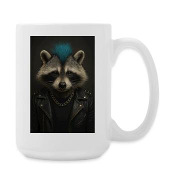 Punk-Waschbär im Lederjacke - Große Tasse 440 ml - Weiß - Rechts