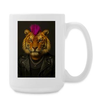 Tiger Punk Mohawk in Leather - Große Tasse 440 ml - Weiß - Rechts