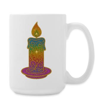 Regenbogen Kerzenflamme Glitzerdesign - Große Tasse 440 ml - Weiß - Rechts