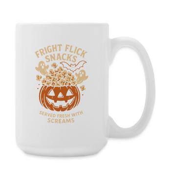 Soirée cinéma d’Halloween – Citrouille pop-corn effrayante - Grande tasse 440 ml - blanc - Droite