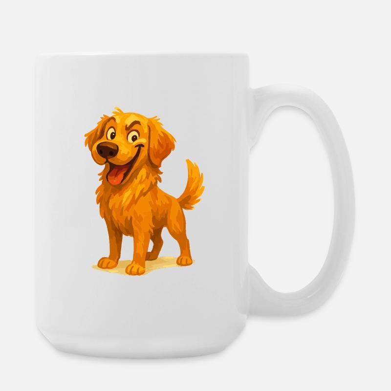 Naughty Golden Retriever Cartoon - Large Mug 440 ml - white