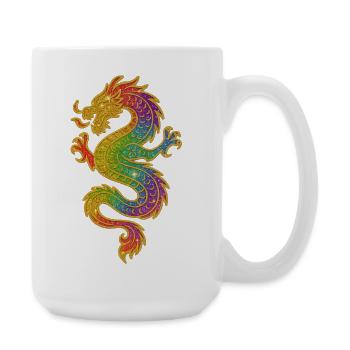 Goldener Regenbogen Drache - Große Tasse 440 ml - Weiß - Rechts