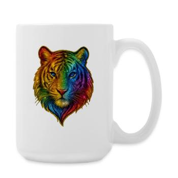 Rainbow Tiger Head - Large Mug 440 ml - white - Right