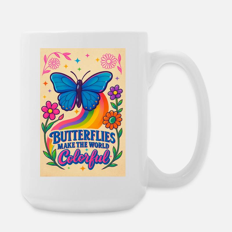 Papillon Couleur Monde Motif - Grande tasse 440 ml - blanc