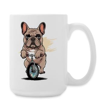  Französische Bulldogge Auf Einrad Lustiger Bully - Große Tasse 440 ml - Weiß - Rechts
