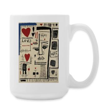Kubistisches Gesicht Liebe und Skizzen - Große Tasse 440 ml - Weiß - Rechts