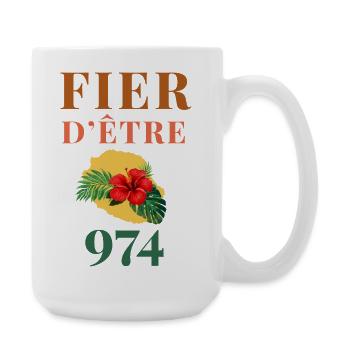 Fier d'être 974 Réunion - Grande tasse 440 ml - blanc - Droite